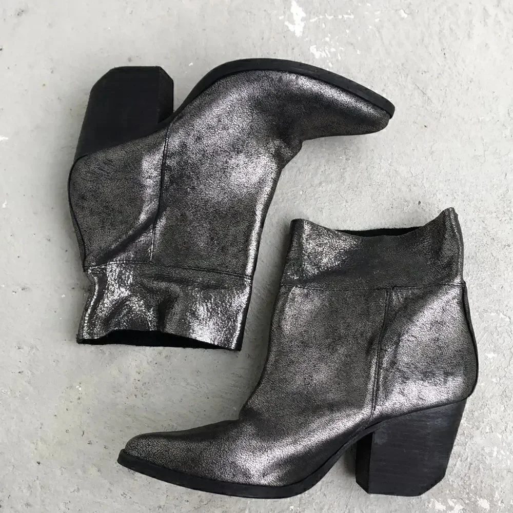 Schutz Crackle  finish  silver boots